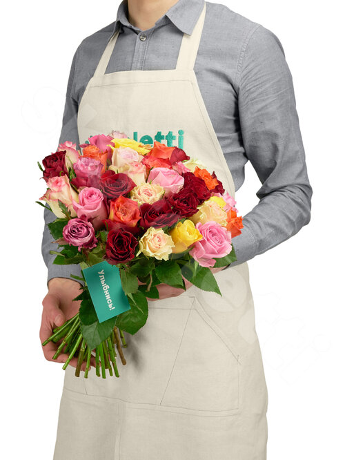 Разноцветные Розы Букет роз Mix 35 шт. 40 см. Skoroletti в г. Липецк