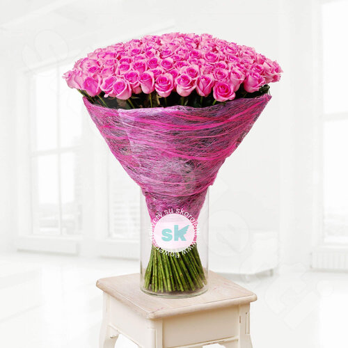 Розовые Розы Розы Aqua 101 шт. 80 см. Skoroletti в г. Сочи