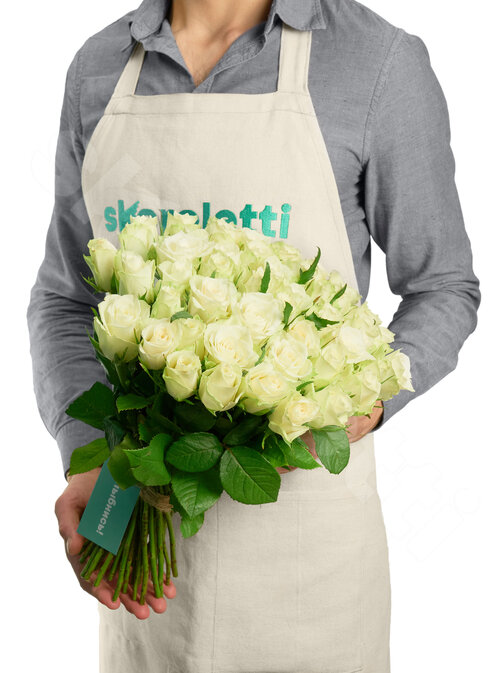 Белые Розы Розы Athena 51 шт. 40 см. Skoroletti в г. Екатеринбург