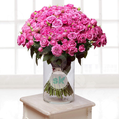 Розовые Розы Букет Bubbles 101 шт. 60 см. Skoroletti в г. Сочи